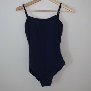 navy abstract back leotard